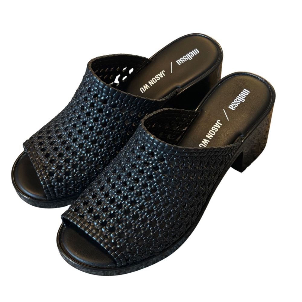 Melissa Chunk Black Vegan Jelly Platform Heels size 9